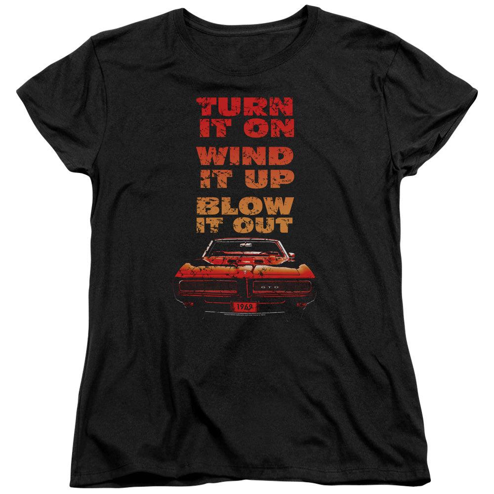 Pontiac 1969 GTO Blow It Out Women's Short-Sleeve T-Shirt-Grease Monkey Garage