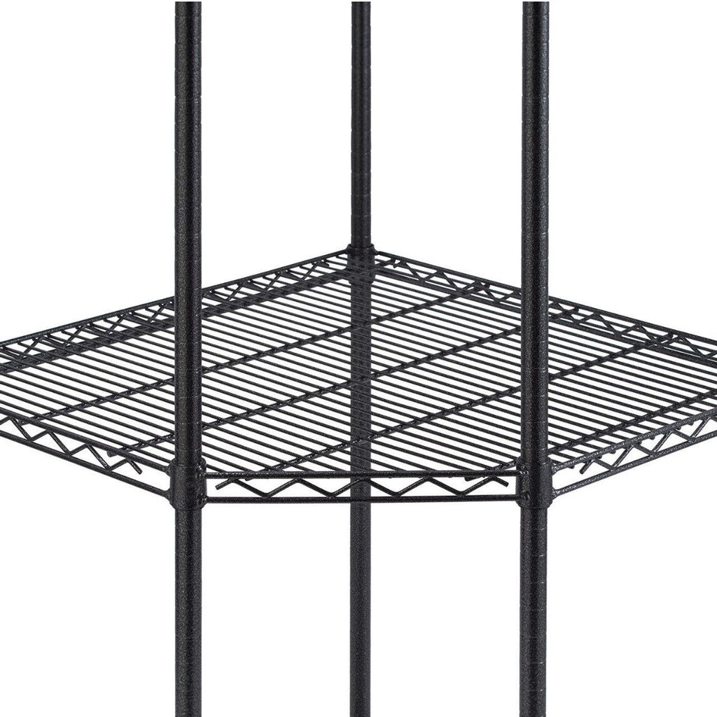 Professional 4-Tier Industrial Grade Wire Shelving 27"x27"x18"x72" Corner - Black Anthracite-Grease Monkey Garage