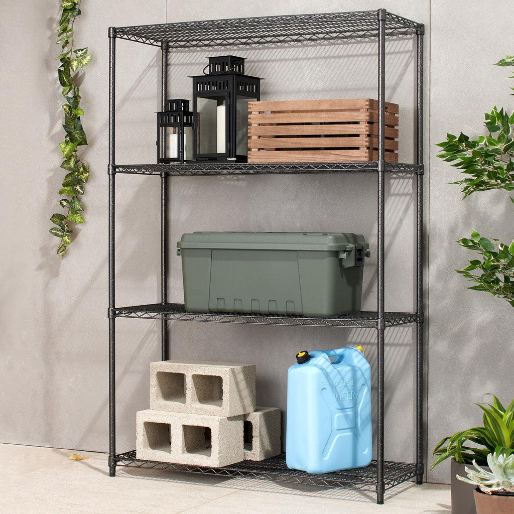 Professional 4-Tier Industrial Grade Wire Shelving 48"x18"x72" - Black Anthracite-Grease Monkey Garage