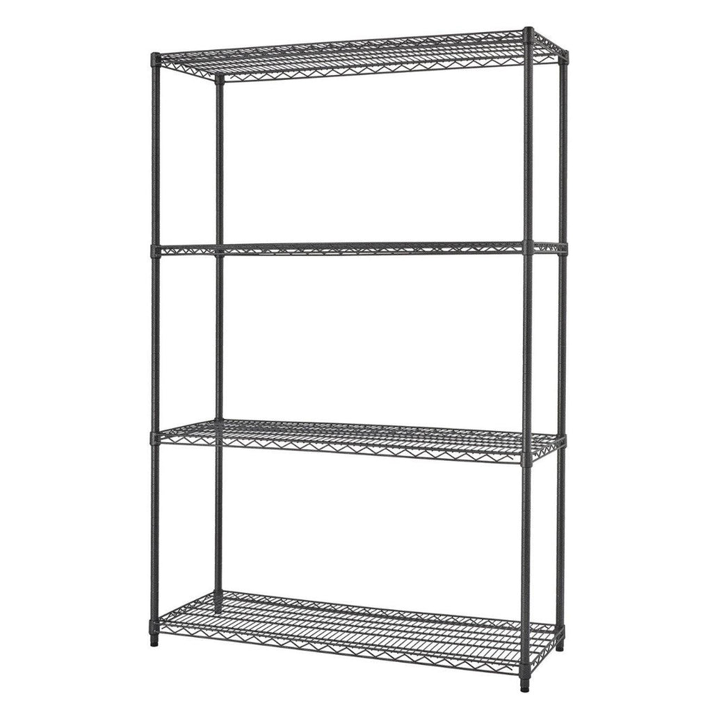 Professional 4-Tier Industrial Grade Wire Shelving 48"x18"x72" - Black Anthracite-Grease Monkey Garage