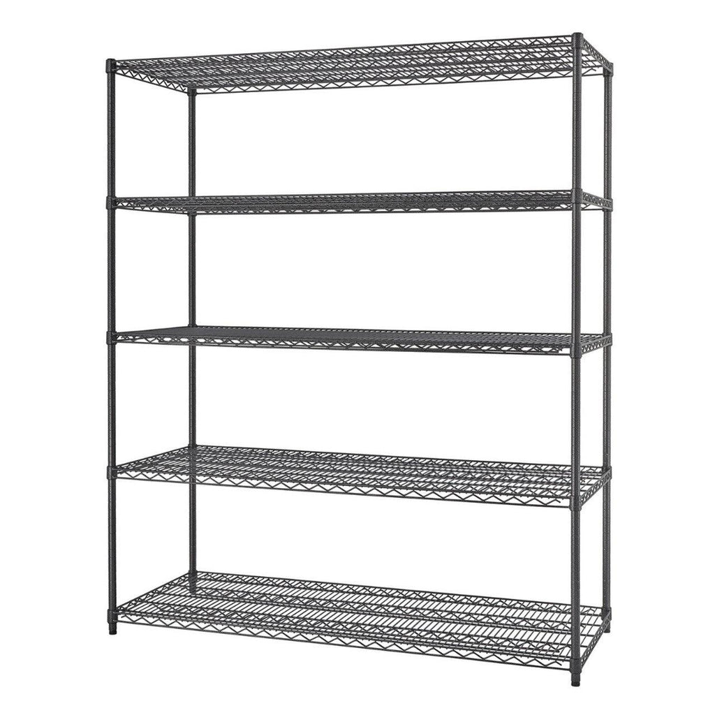 Professional 5-Tier Industrial Grade Wire Shelving 60"x24"x72" - Black Anthracite-Grease Monkey Garage