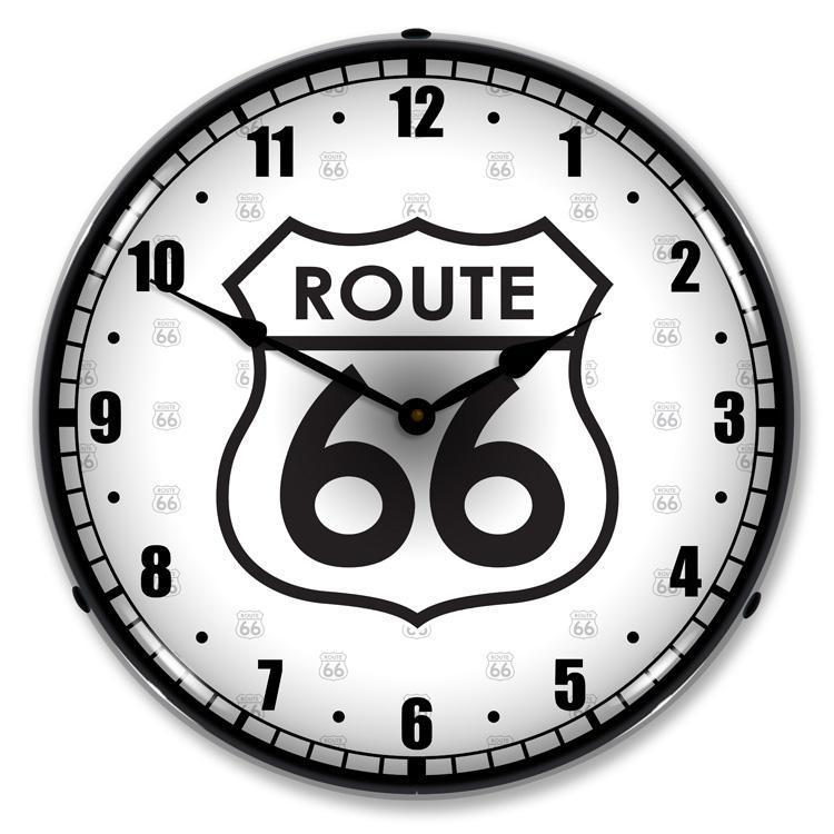 Route 66 Backlit LED Clock-LED Clocks-Grease Monkey Garage