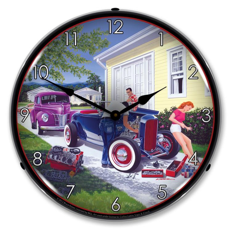 Shade Tree Mechanic LED Clock-LED Clocks-Grease Monkey Garage