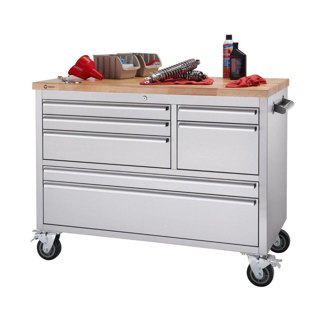 Stainless Steel Rolling Workbench 48" x 26"-Grease Monkey Garage