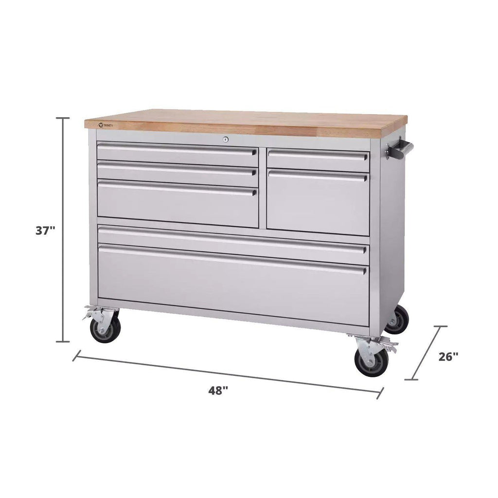 Stainless Steel Rolling Workbench 48" x 26"-Grease Monkey Garage