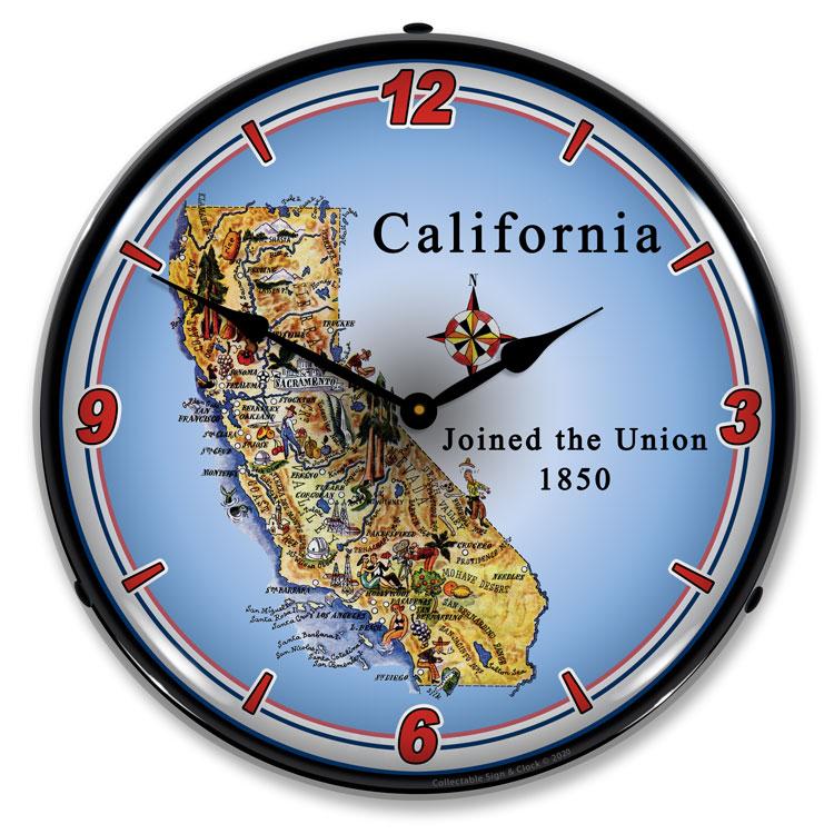 State of California LED Clock-LED Clocks-Grease Monkey Garage