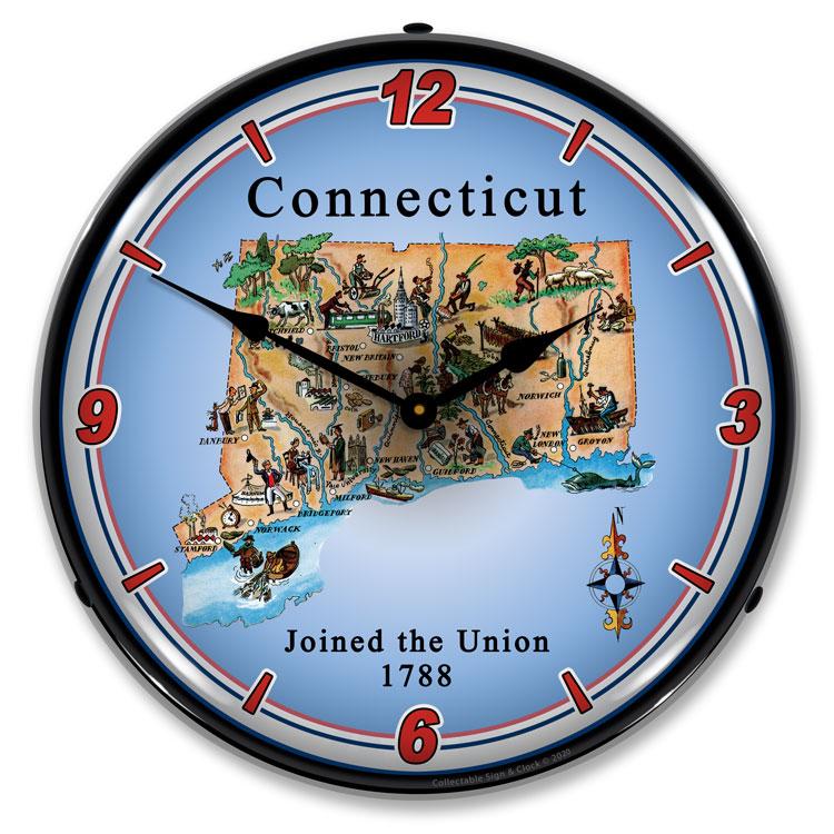 State of Connecticut LED Clock-LED Clocks-Grease Monkey Garage