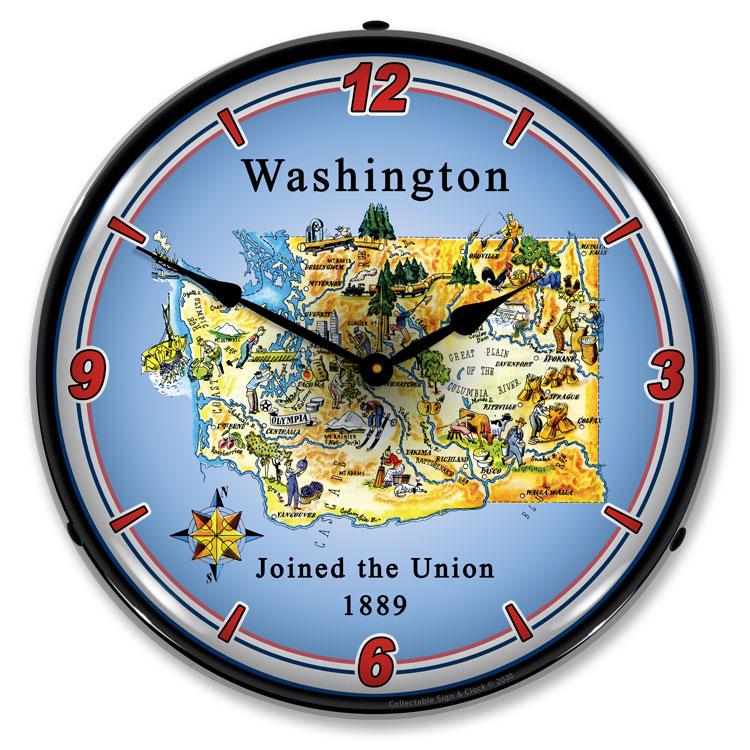 State of Washington LED Clock-LED Clocks-Grease Monkey Garage