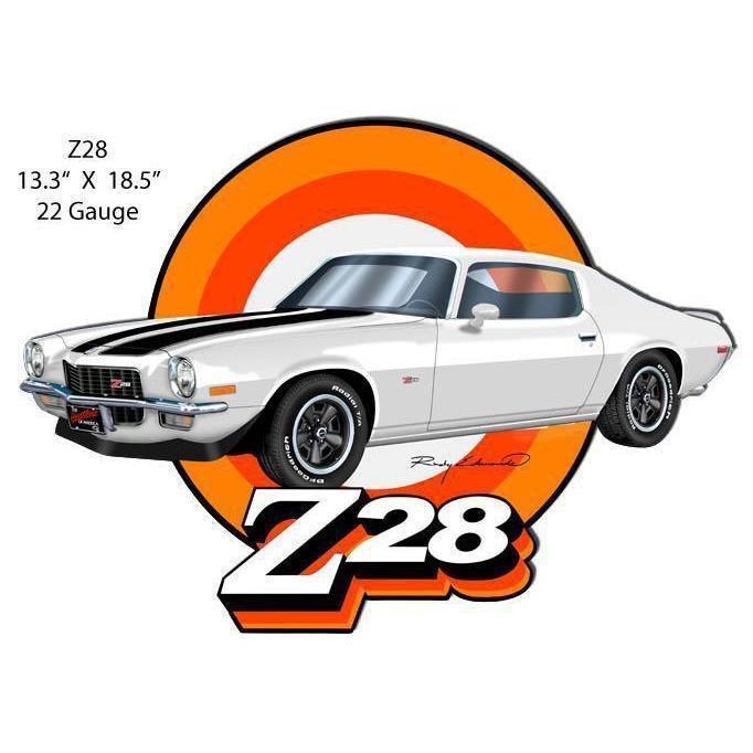 White Camaro Z/28 Laser Cut Metal Sign-Metal Signs-Grease Monkey Garage