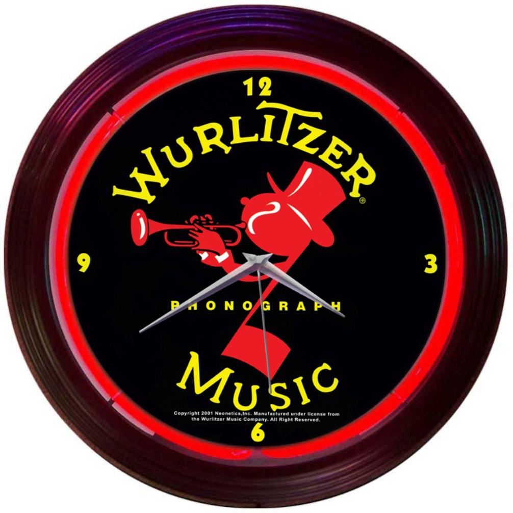 Wurlitzer Johnny One Note Neon Clock-Clocks-Grease Monkey Garage